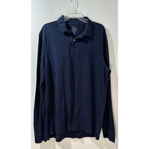 J. Crew men’s long sleeve navy blue classic polo shirt size XLT #30-0771